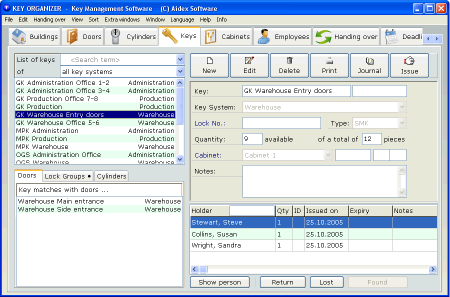 Screenshot of the software